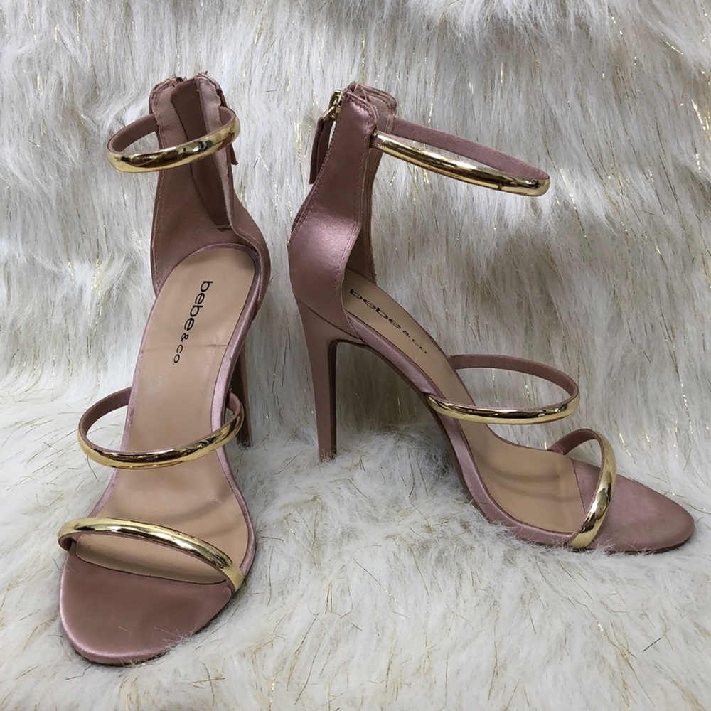 Bebe Berdine Ankle Strap Light Pink/Gold